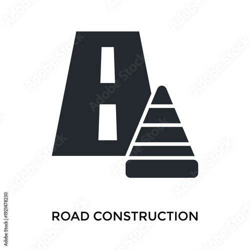 Road Construction Icon Glyph Style. Vector Illustration For Graphic Design