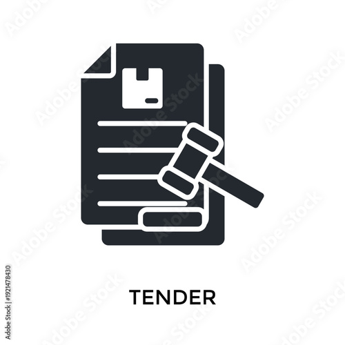 Tender Icon Glyph Style. Vector Illustration For Graphic Design