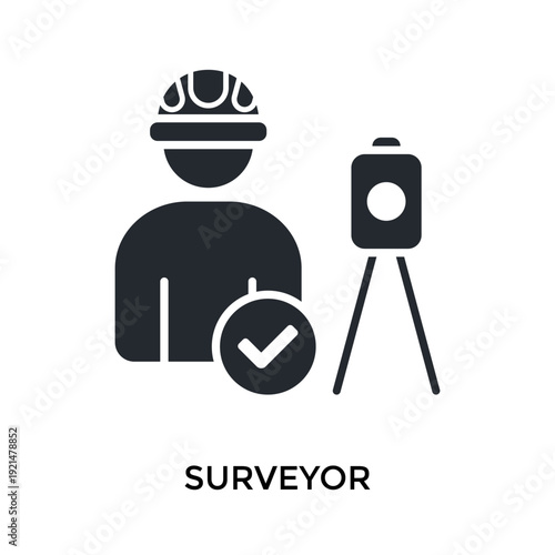 Surveyor Icon Glyph Style. Vector Illustration For Graphic Design