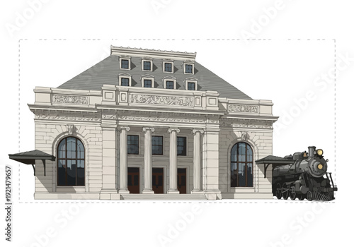 Vintage Steam Train Locomotive Engine Front.