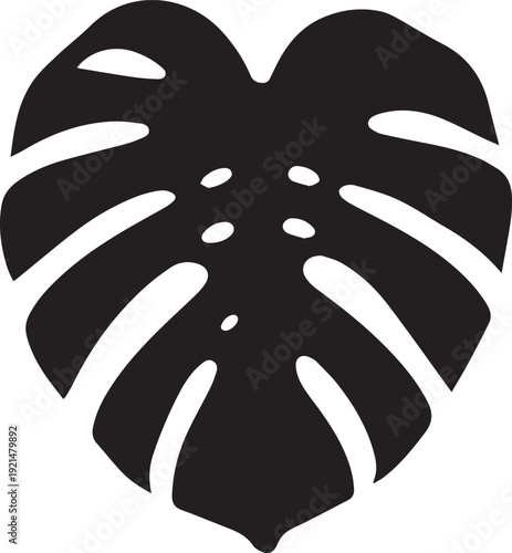 Minimalist Monstera Deliciosa Leaf Silhouettes Isolated on White Background for Tropical Design