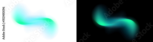 PNG image of Abstract Neon Green and Cyan Wave on Black and transparent background. Glowing aurora light, soft fluid blur, and energy flow.
