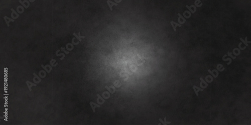 Dark Abstract Grunge Texture Background with Subtle Center Light Glow, Smoky Black Vignette Gradient Backdrop for Banner, Poster, Website or Presentation Design