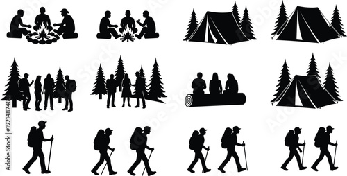 Majestic mountain range silhouette with detailed black and white engraving hatching textures isolated on white background for outdoor adventure and wilderness nature design projects.