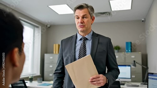 Business professionals in discussion at office setting