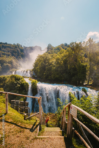 Panoramic landscape of Marmore waterfall