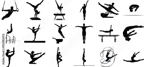 Professional Artistic Gymnastics Silhouette Design Bundle