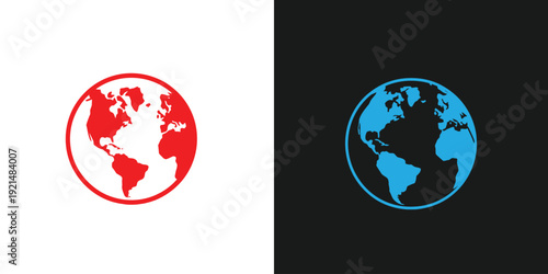 Dual Earth icons representing global unity with contrasting colors on divided background
