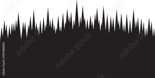 Minimalist Jagged Pine Forest Treeline Silhouettes with Sharp Peaks for Border Design