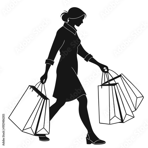 woman with shopping bags vector