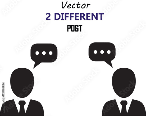 Two businessmen in conversation with speech bubbles