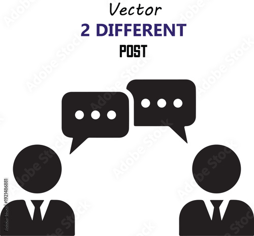 Two businessmen discussing or meeting with speech bubbles