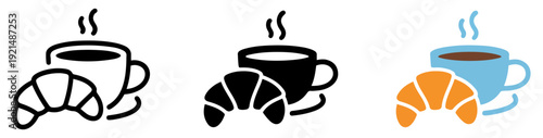 coffee croissant breakfast cafe icon