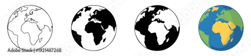 colored earth globe icons set