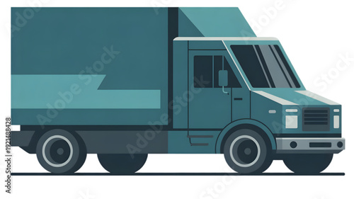 Large Delivery Truck Vehicle Transportation isolated on transparent background.