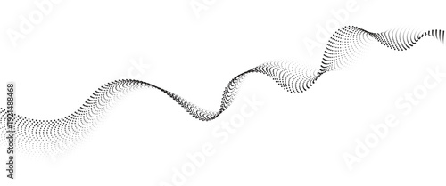 Flowing Wave Dot Halftone Pattern: Curve Gradient Shape on Transparent Background. Suitable for AI, Tech, Network, Digital, Science, and Technology Themes.