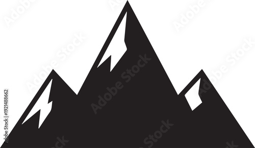 Geometric Mountain Peak Silhouettes with Sharp Minimalist Angles Isolated on White Background