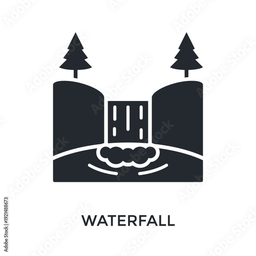 Waterfall Icon Glyph Style. Vector Illustration For Graphic Design