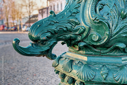 Historic water pump in the old town district of Rixdorf in Berlin.