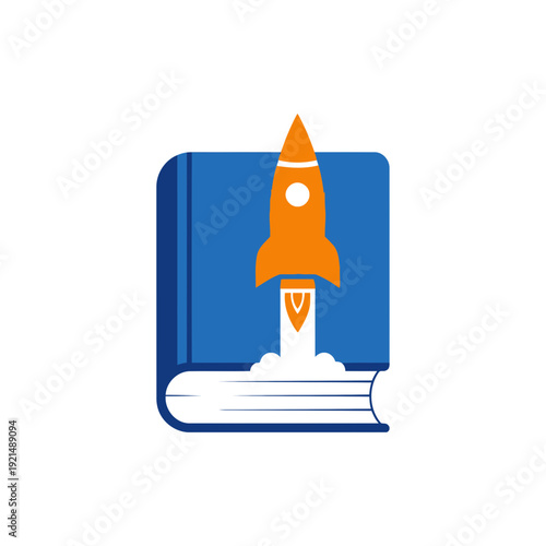 Rocket Ship Launching From Open Book