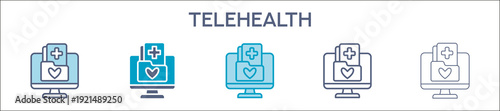 Telehealth Element For Design Graphic - Multi Styles. Vector Illustration Of Two Colored And Black. Multiple Icons Designs Can Be Used For Mobile, Ui, Web 