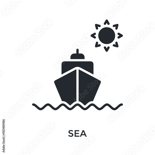 Sea Icon Glyph Style. Vector Illustration For Graphic Design