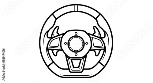 Steering Wheel Simple Line Drawing.