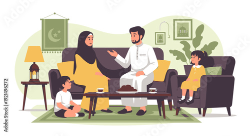 A Muslim family spending quality time together.