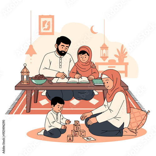 A Muslim family spending quality time together.