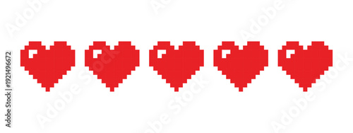 Set of cute cartoon red hearts. Love and Valentine day symbol