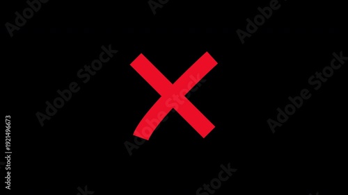 Red x mark error incorrect symbol transparent background ideal for conveying negation, incorrectness, deletion, or refusal in user interfaces, presentations, or warnings.