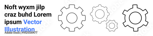 Four interconnected gear outlines symbolizing teamwork, efficiency, and progress. Ideal for business operations, workflow automation, productivity, innovation, engineering, teamwork simple landing