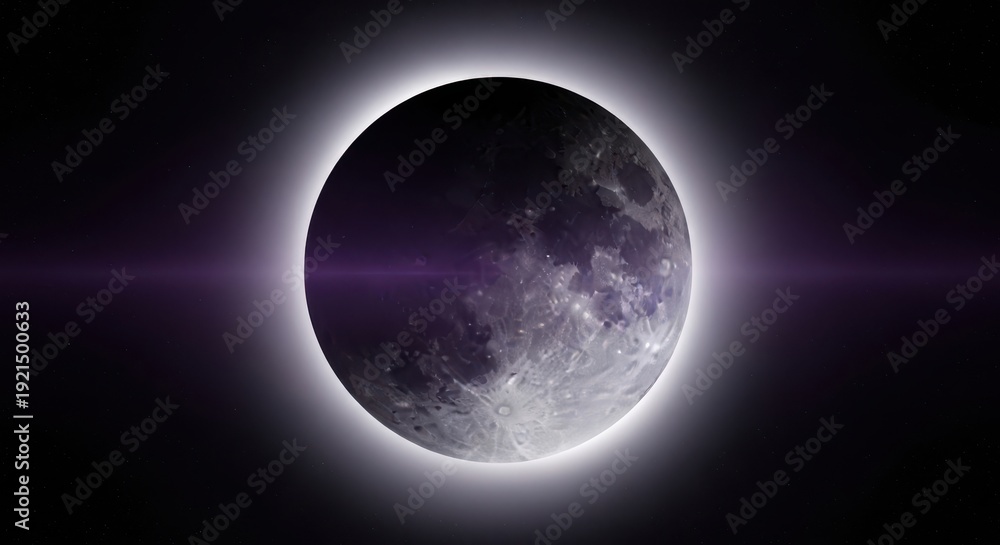 Fototapeta premium Solar eclipse moon space illustration for astronomy presentation