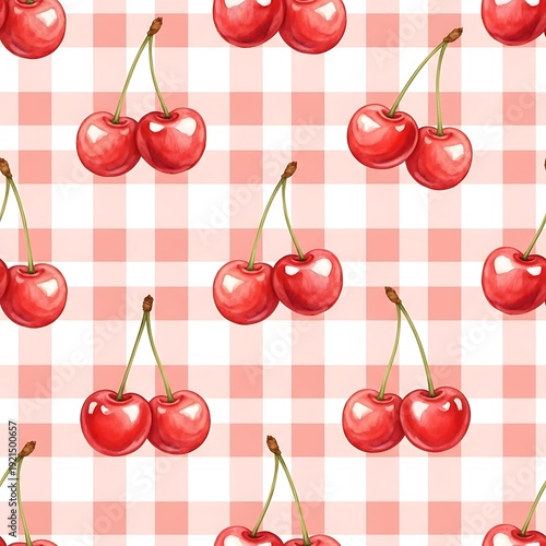 Sweet Cherry Gingham Pattern Design