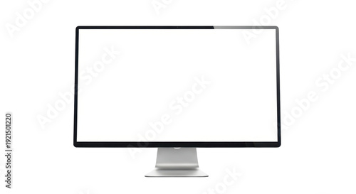 Modern computer monitor mockup with blank white screen isolated on transparent background, png