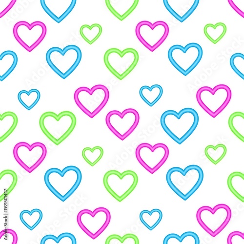 Cute Pink, Blue, and Green Hearts Pattern