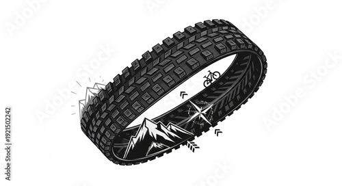 Tire with Deep Tread Pattern.