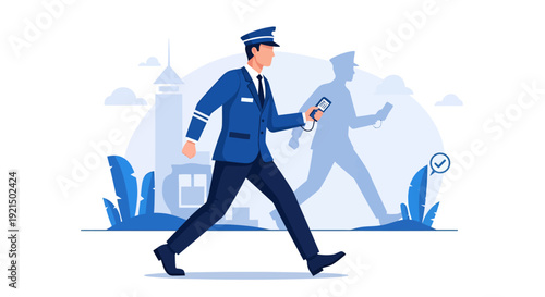 Business Professional Walking and Using Smartphone in Urban Environment
