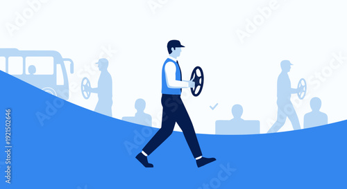 Young Businessman Walking in City with Smartphone and Backpack