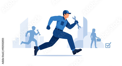 Businessman Running Fast in Urban Environment