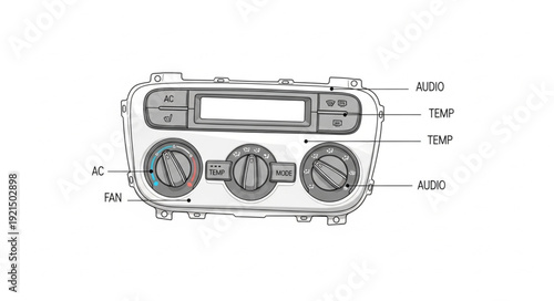 Technical Drawing of Vintage Car Stereo.