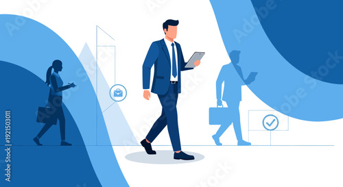 Business Professionals Using Technology in Urban Environment