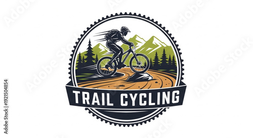 Trail Cycling Logo Design Illustration.