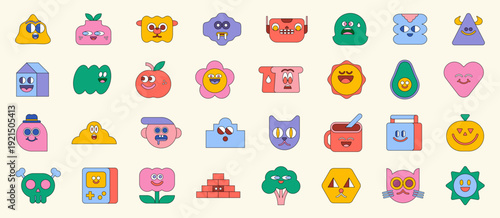 Collection of cute cartoon mascot heads