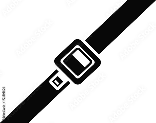 Seat Belt Icon Vector Illustration with Safety Strap and Buckle Symbol for Car Protection, Travel Security, Transportation Warning Sign, and Road Safety Campaign Designs