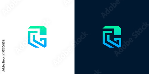 Abstract G letter logo design with modern gradient and geometric shapes, representing innovation and technology