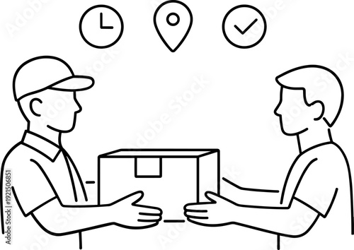 Delivery Service Package Handover Illustration