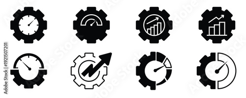 Business Growth Gear Icon Set Vector Collection