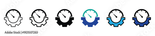 Productivity Clock Gear Vector Icons Collection