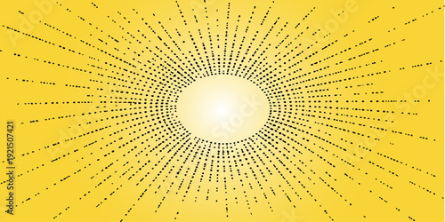 Bright sun rays burst across an abstract orange and yellow vector background illustration featuring a summer sunlight pattern and starburst sunbeam design for a hot sunrise sky wallpaper texture